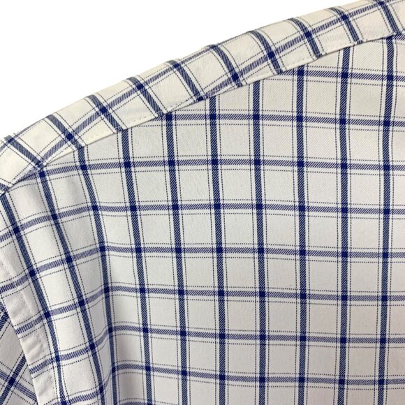 Bonobos Slim Fit White Navy Windowpane Long Sleeve Button Down Shirt - Picture 6 of 11
